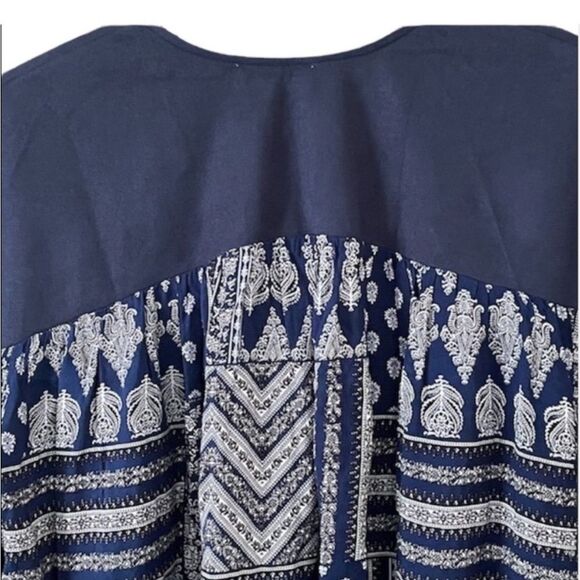 NEW Cotton Bleu Boho Lace Up Cotton Top - Picture 2 of 9